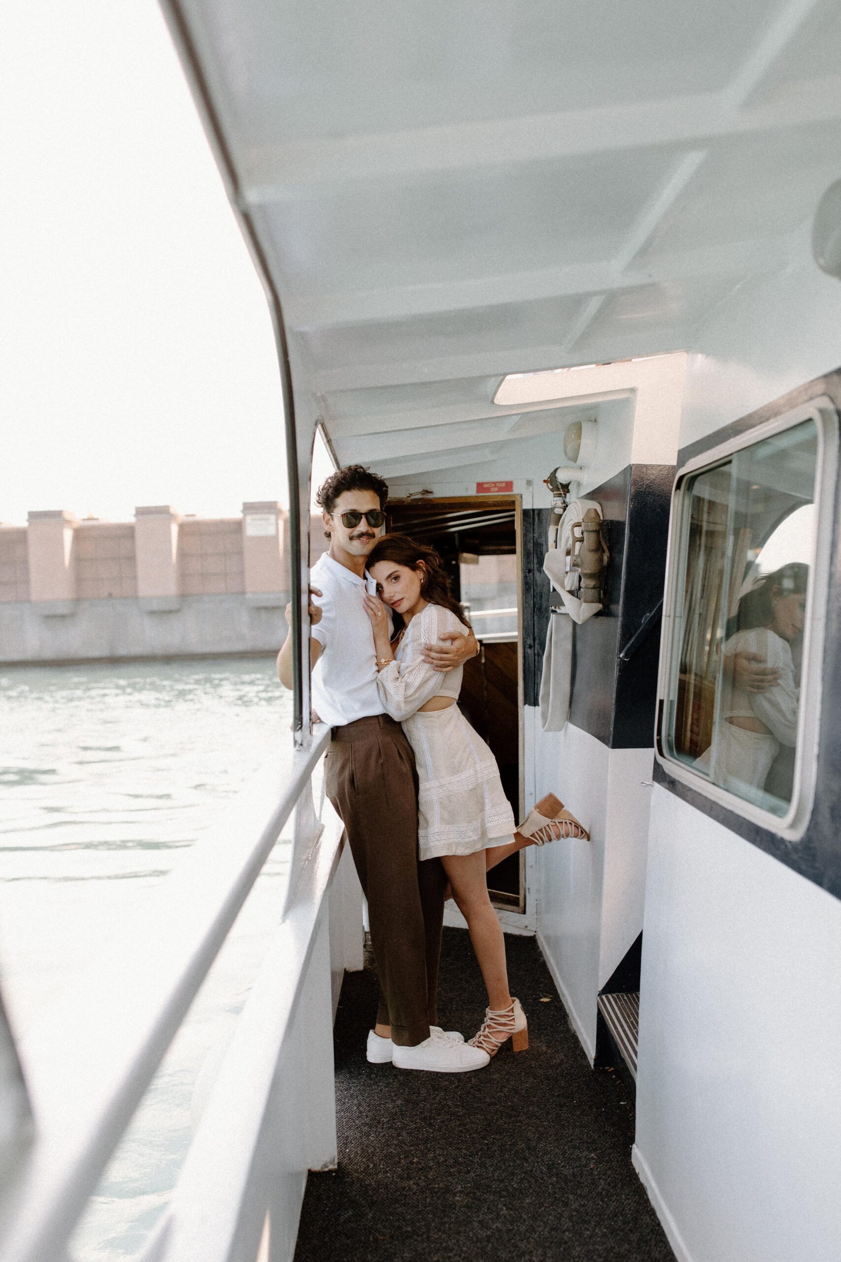 Engagement photos on Anita Dee Yacht Charters in Chicago, Illinois