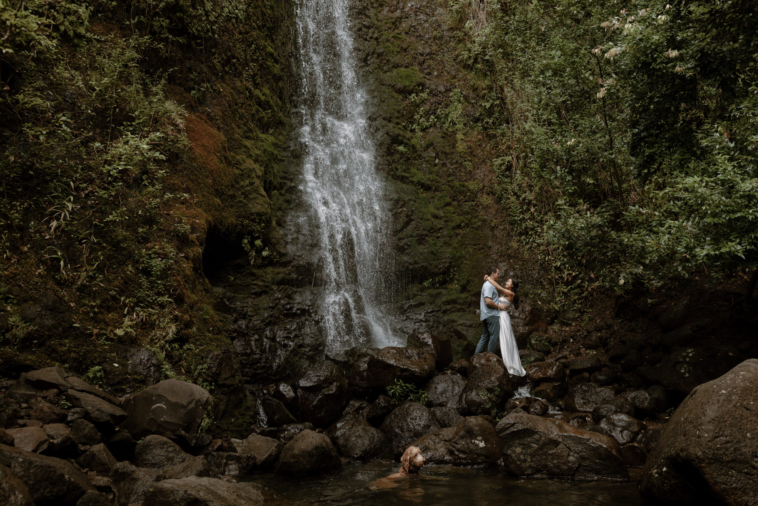 Cost-friendly, waterfall elopement in Oahu, Hawaii